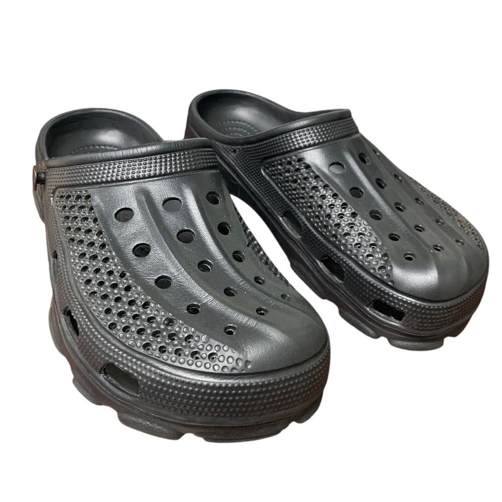 Beslip Mens 9.5 Womens 10.5 Black No Heel Strap Slip On Arch Support Clog Shoes